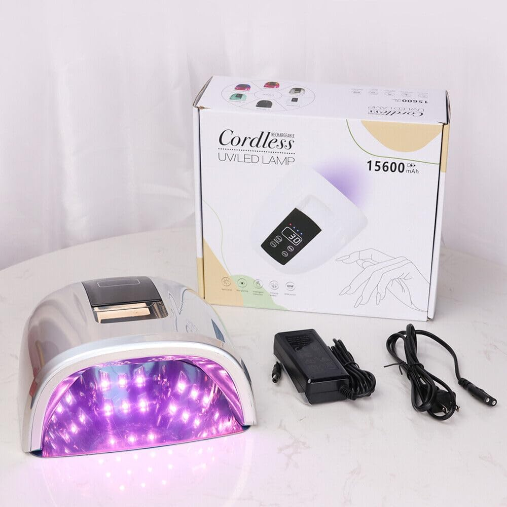 90W UV Nail Lamp Rechargeable Nail Dryer UV Light for Nails with Automatic Sensor/4 Timer Setting, Large Capacity-15600Mah Cordless Nail Gel Dryer image number 5