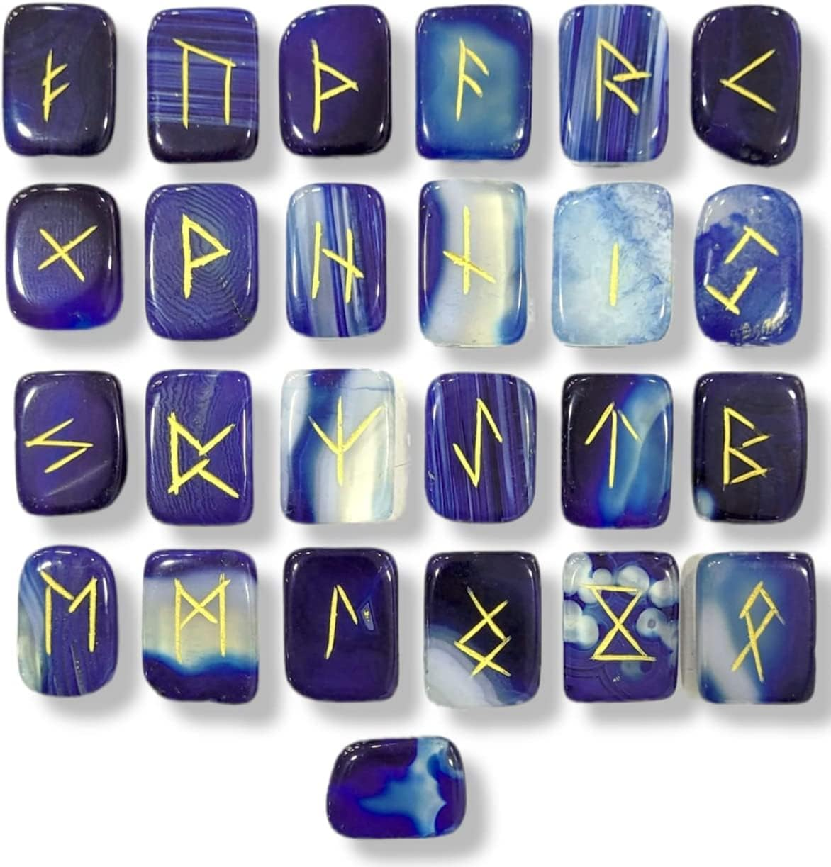 Black Onyx Rune Stones Set | Crystal Viking Alphabet Elder Futhark Wicca Norse Divination Gemstones