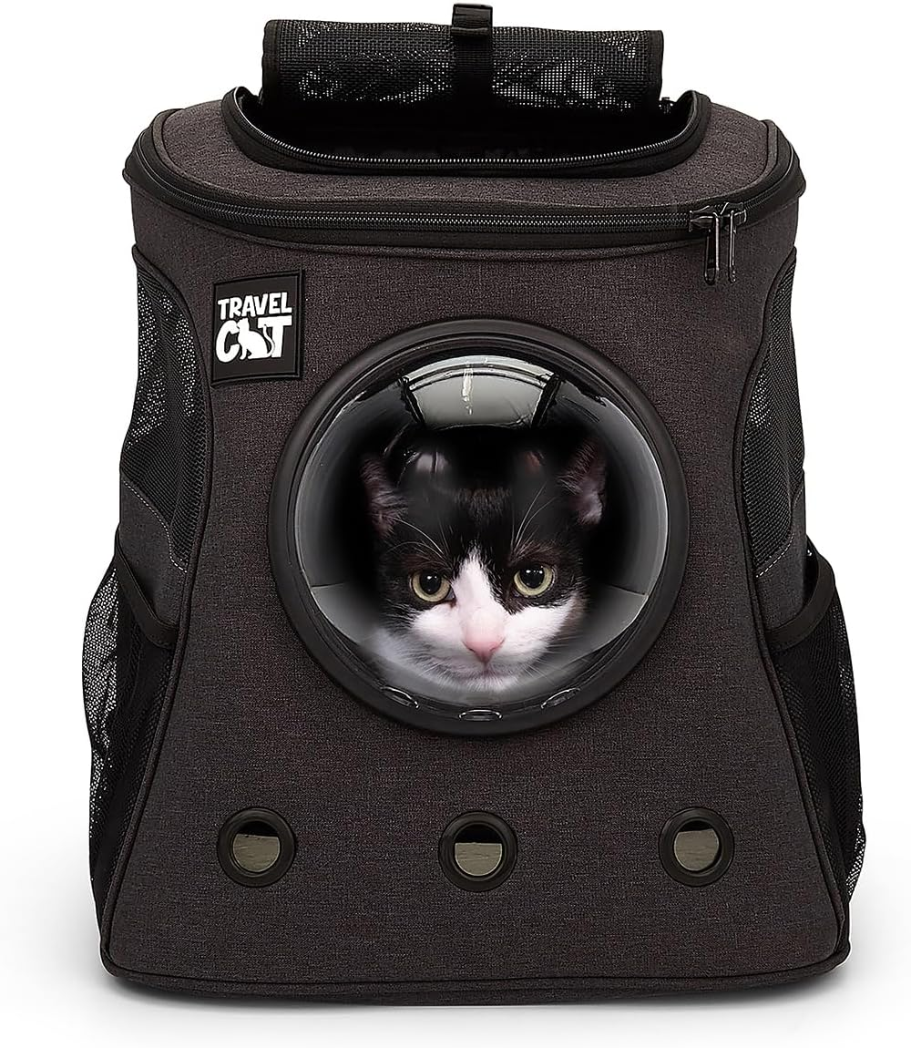 Fat Cat Backpack Carrier - Airline Approved Cat Carrier with Space Capsule Bubble for for Small Cats, Kitten - Premium Charcoal Cat Carrier Backpack for Outdoor, Travel, Hiking, Pet Supplies image number 6