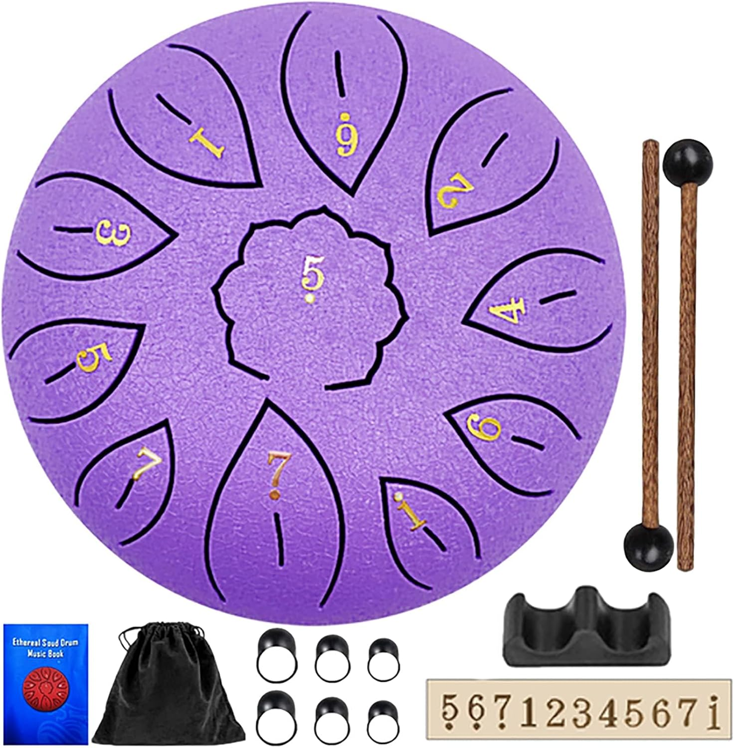 Steel Tongue Drum 6 Inch 11 Note, Rain Drum for outside D Major Handpan Drum for Meditation Yoga Musical Education, Handpan Dr Um for Kids, Sound Healing Meditation (Purple, 6-Inch) image number 2