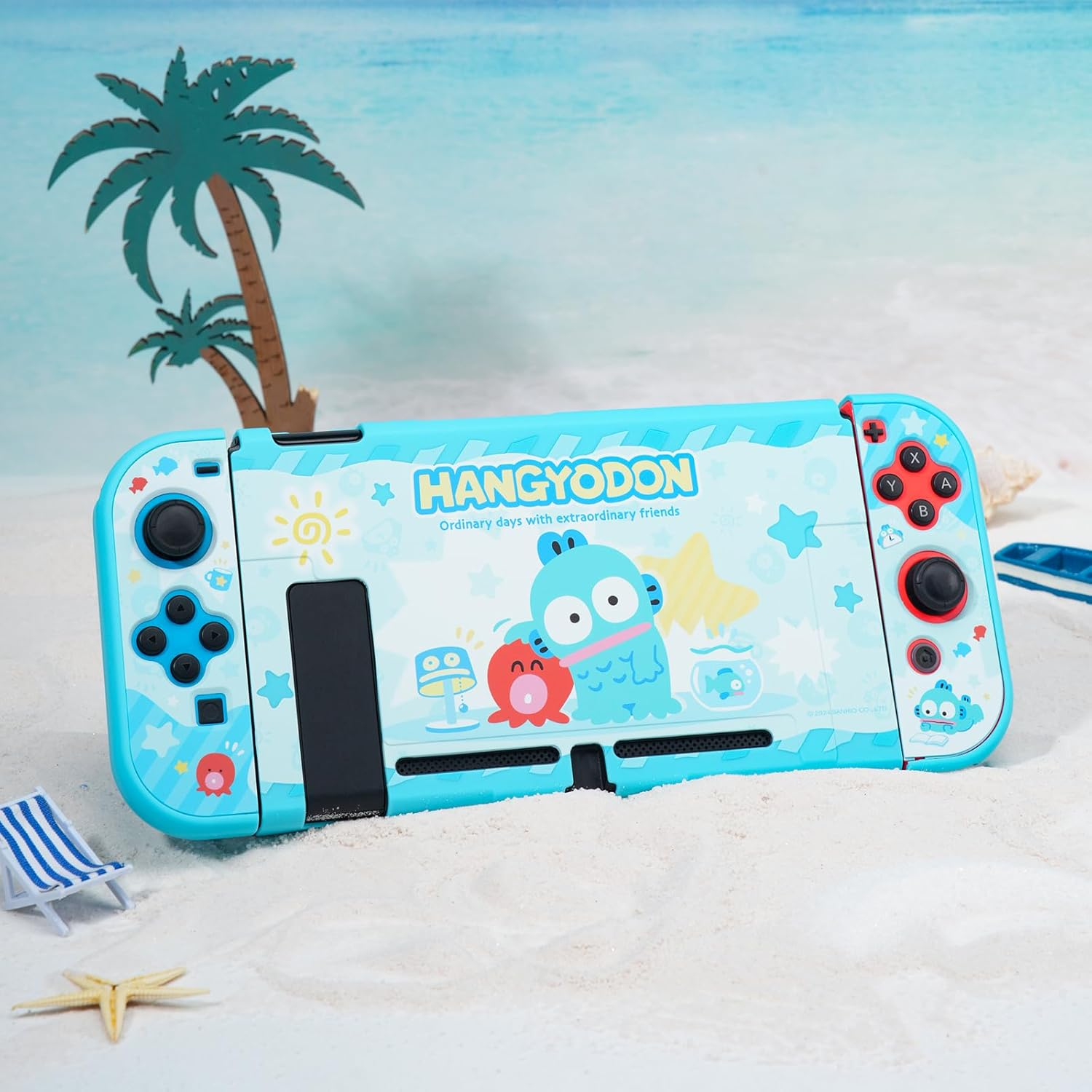 Protective Shell for Regular Switch,Kawaii Cartoon Dockable Case for Regular Switch,Anti-Scratch and Shock-Absorption Design Cover Skin (Blue) image number 5