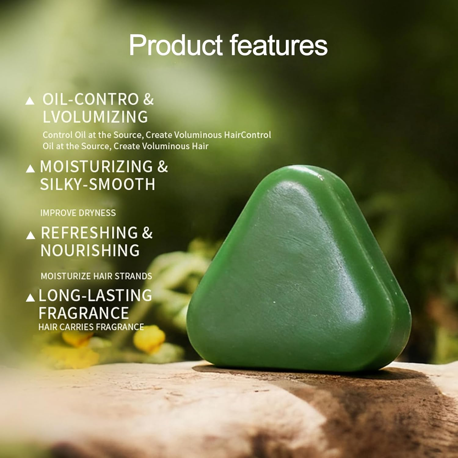 Arborvitae Leaf Solid Shampoo Bar, for Thinning Hair, Increases Volume Hair, Gentle Formulated for All Hair Types, Triangle Green Travel Shampoo and Conditioner (4Pcs) - 4Pcs image number 1