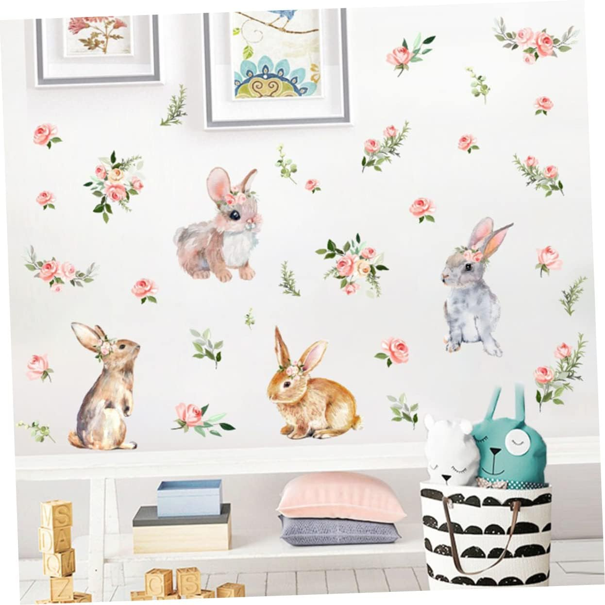 Easter Decor Wall Stickers 3Pcs Rabbit Sticker Decals Chic PVC Animal Stickers for Easter image number 2