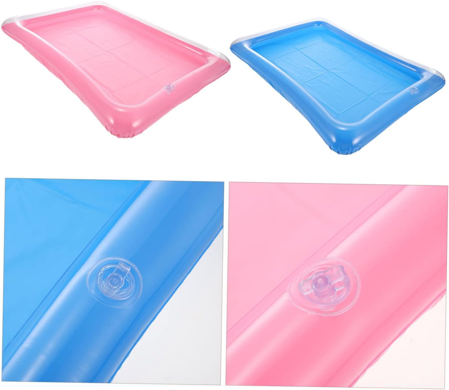 Totority 2Pcs Inflatable Pool Floating Tray Set Blue Magenta Serving Beverage Ice Tray Portable Water Accessory for Outdoor Parties Summer Fun image number 5