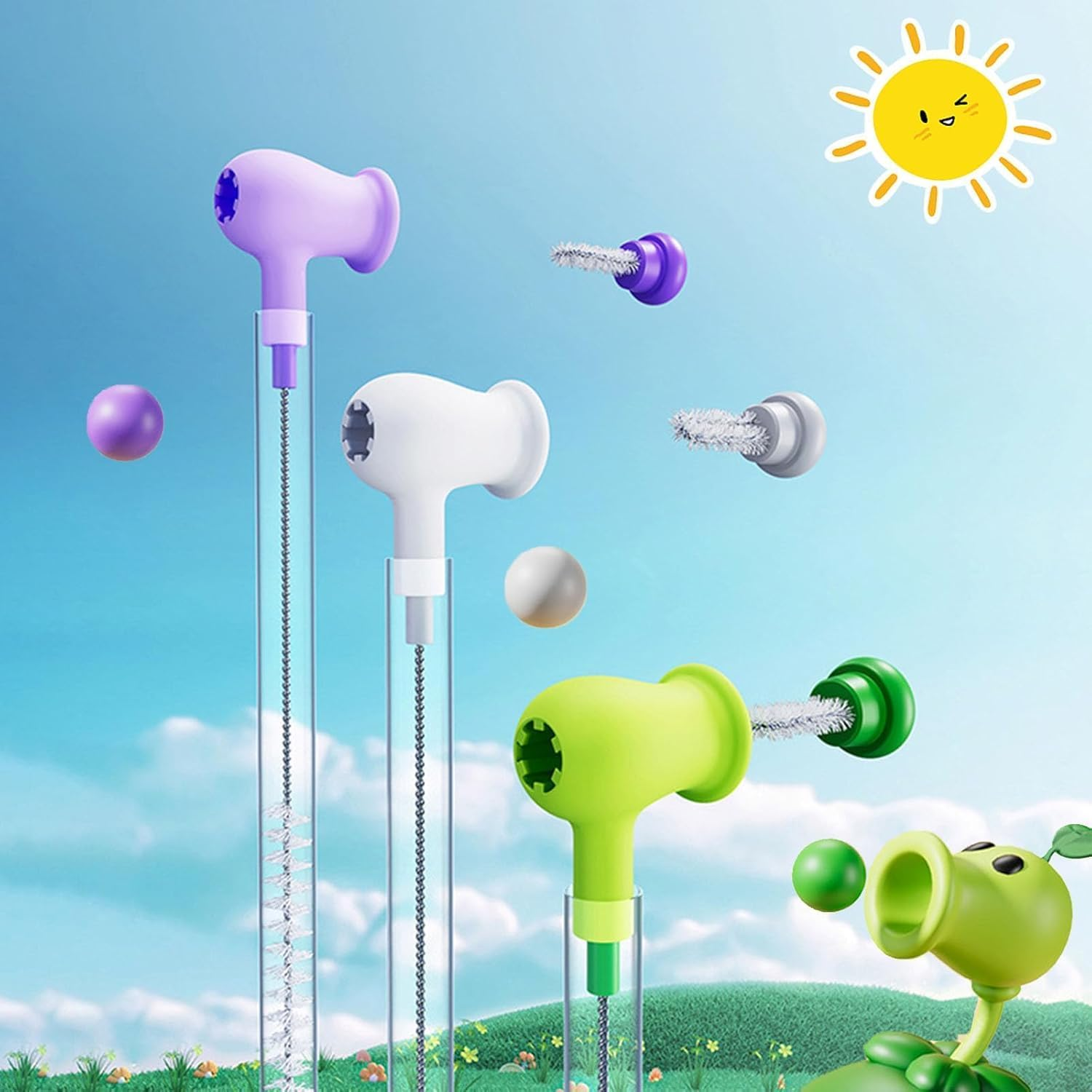 3 Pieces Straw Cleaning Brush, Creative Straw Cleaner Brush, Thin Bottle Brush, Nylon Small Bottle Cleaner Brush, Straw Brushes for Cleaning for Water Bottles Glasses Teapot Spouts Sink image number 2