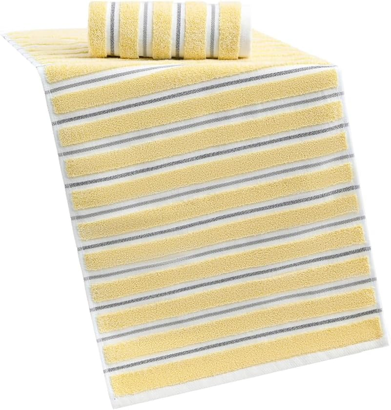 Yiluomo Yellow Hand Towel Set of 2 Ribbed Striped Pattern 100% Cotton Soft Absorbent Decorative Hand Towel for Bathroom 13 X 29 Inch - Pink image number 5