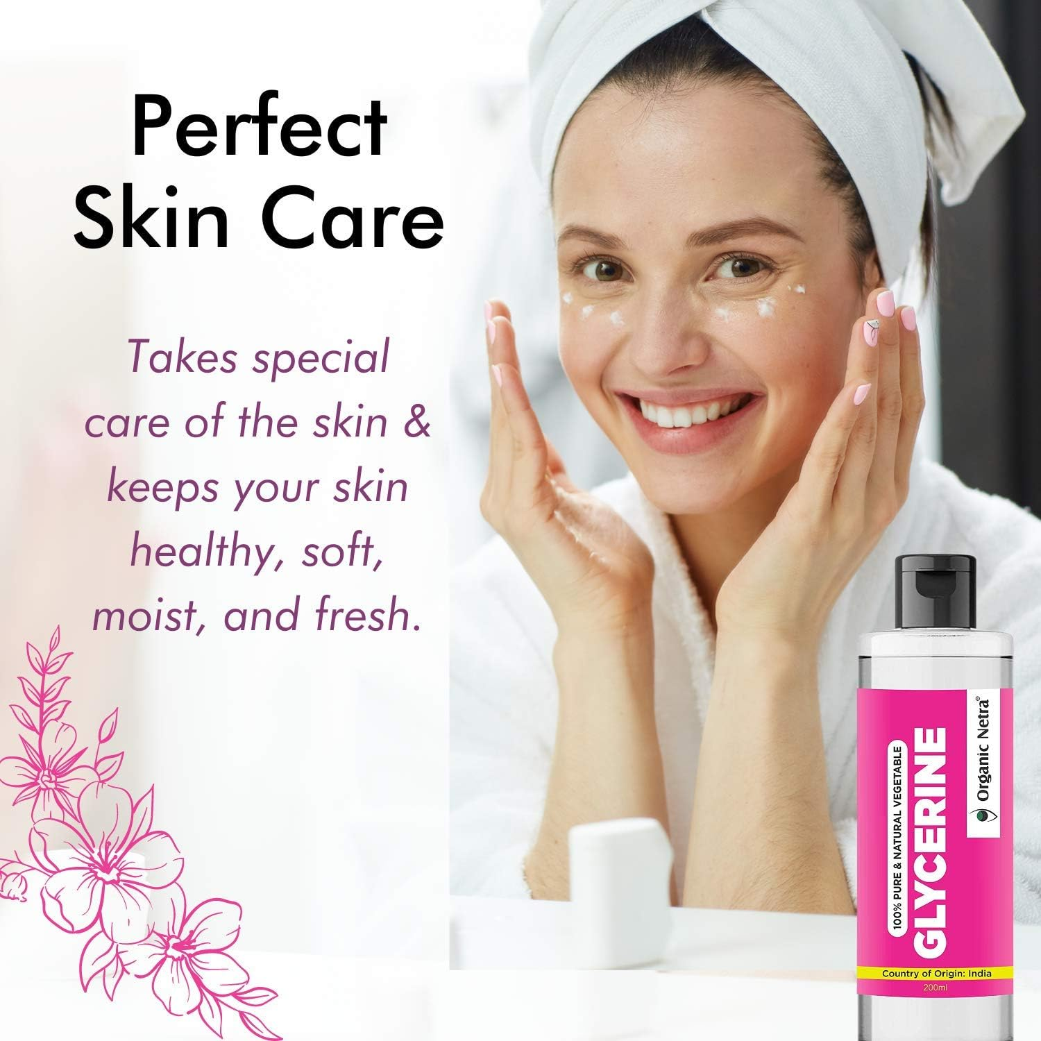 Organic Netra Glycerine for Face 100% Pure & Natural Glycerine Liquid for Face, Beauty and Skin Care Pure & Unscented Glycerine Suitable for All Skin Type, 200Ml image number 1