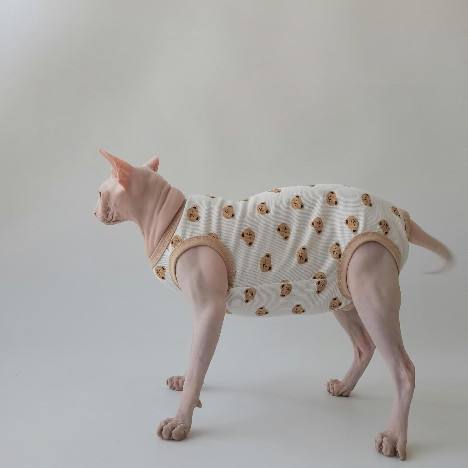 IUOUTG Sphynx Hairless Cats Clothes Breathable Cotton Pet Clothes for Summer round Collar Kitten Vest with Cute Cartoon Print Pet Pajamas for Cats Small Dogs image number 1