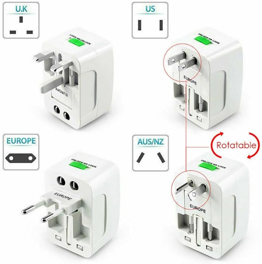 Dual USB Portable Electric Plug, JR Joyreap Power Socket Adapter International Travel Universal Charger Converter EU UK US AU image number 2