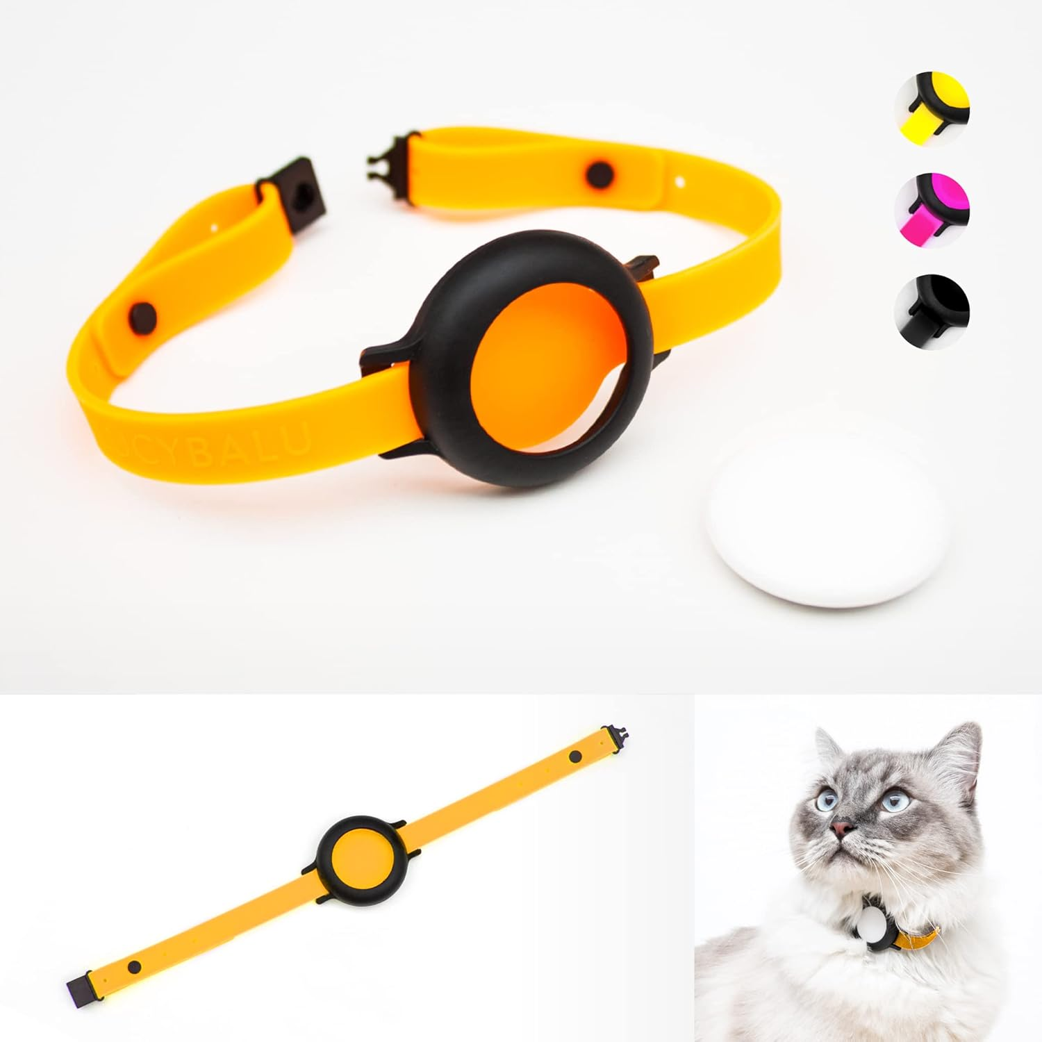 Lucybalu NEMO Cat Collar for Airtag* Safe, Lightweight, Comfortable with Safety Clasp, Compatible with Apple Airtag Silicone Strap, Black