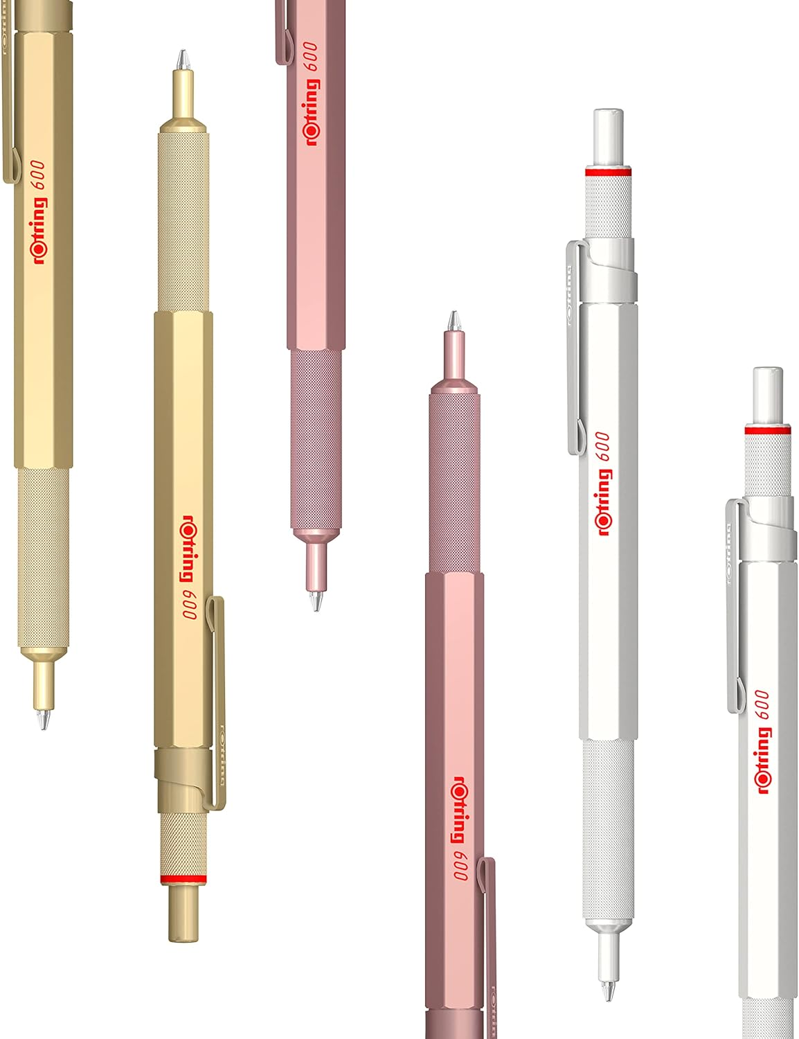 Rotring 600 Metallic Ballpoint Pen | Medium Point | Black Ink | Rose Gold Barrel with Non-Slip Knurled Grip | Refillable | 1 Count - Gold image number 5