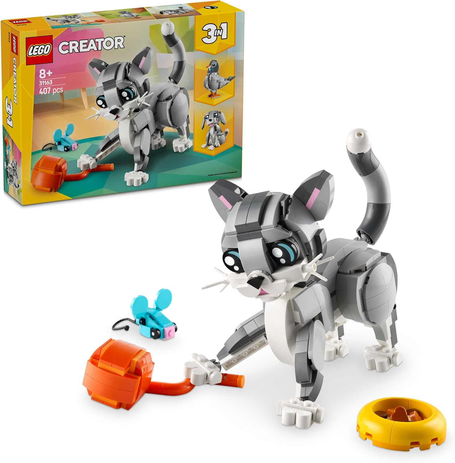 LEGO Creator 3In1 Cute Bunny Toy for 8+ Year Old Girls & Boys, Construction Kit Rebuilds into a Rabbit, Llama Animal Figure or a Kids Toy Seal, Nature Building Set 31162 - ネコ