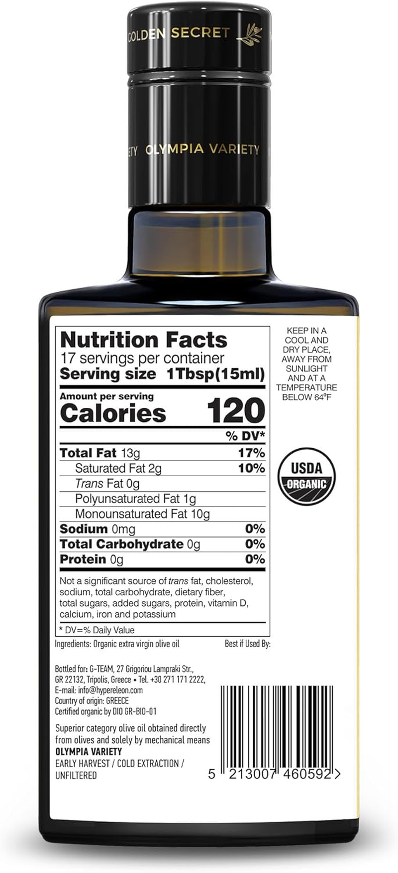 HYPERELEON Ultra Gold | Premium, Organic, Supremely Rich in Polyphenols, Greek Extra Virgin Olive 100% Pure & Natural | Bio & Unfiltered | 40 Top Global Health Awards | 260Ml (Pack of 1) image number 1