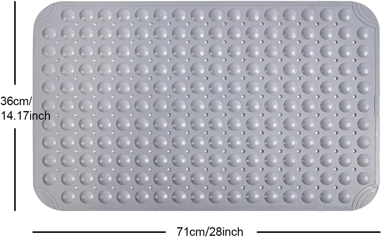 Nonslip Bathtub Mat Extra Soft TPE Bath Mat for Kids, Machine Washable Bathroom Shower Mat, Smooth/Non-Textured Tubs Only, 30L X 17W Inch (Light Grey) image number 2