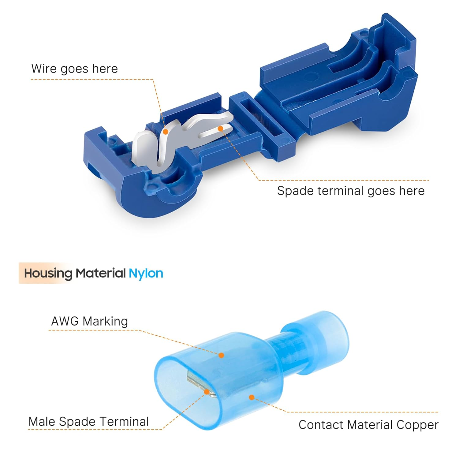 Kuject 500PCS Multipurpose Heat Shrink Wire Connectors Waterproof Electrical Crimp Connector Assortment Kit, Insulated Ring Fork Spade T-Tap Solder Butt Splice Terminal for Automotive Marine Boat image number 5
