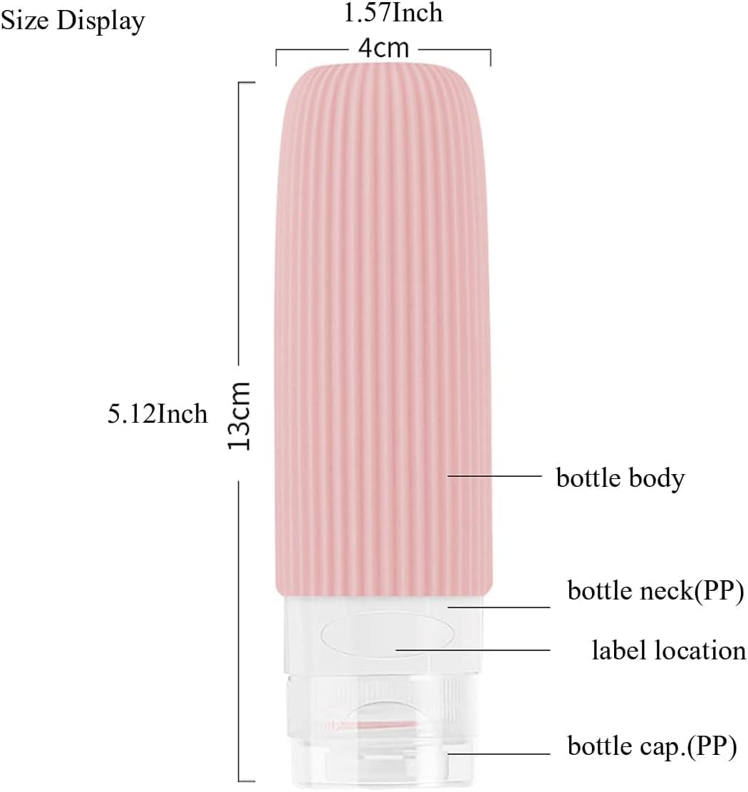 Silicone Travel Bottles Refillable Squeeze Bottles,4Pcs Leak Proof Silicone Toiletries Containers,Travel Bottle Containers,Refillable Toiletry Containers,Leak Proof Squeezable Travel Bottles,100Ml image number 6