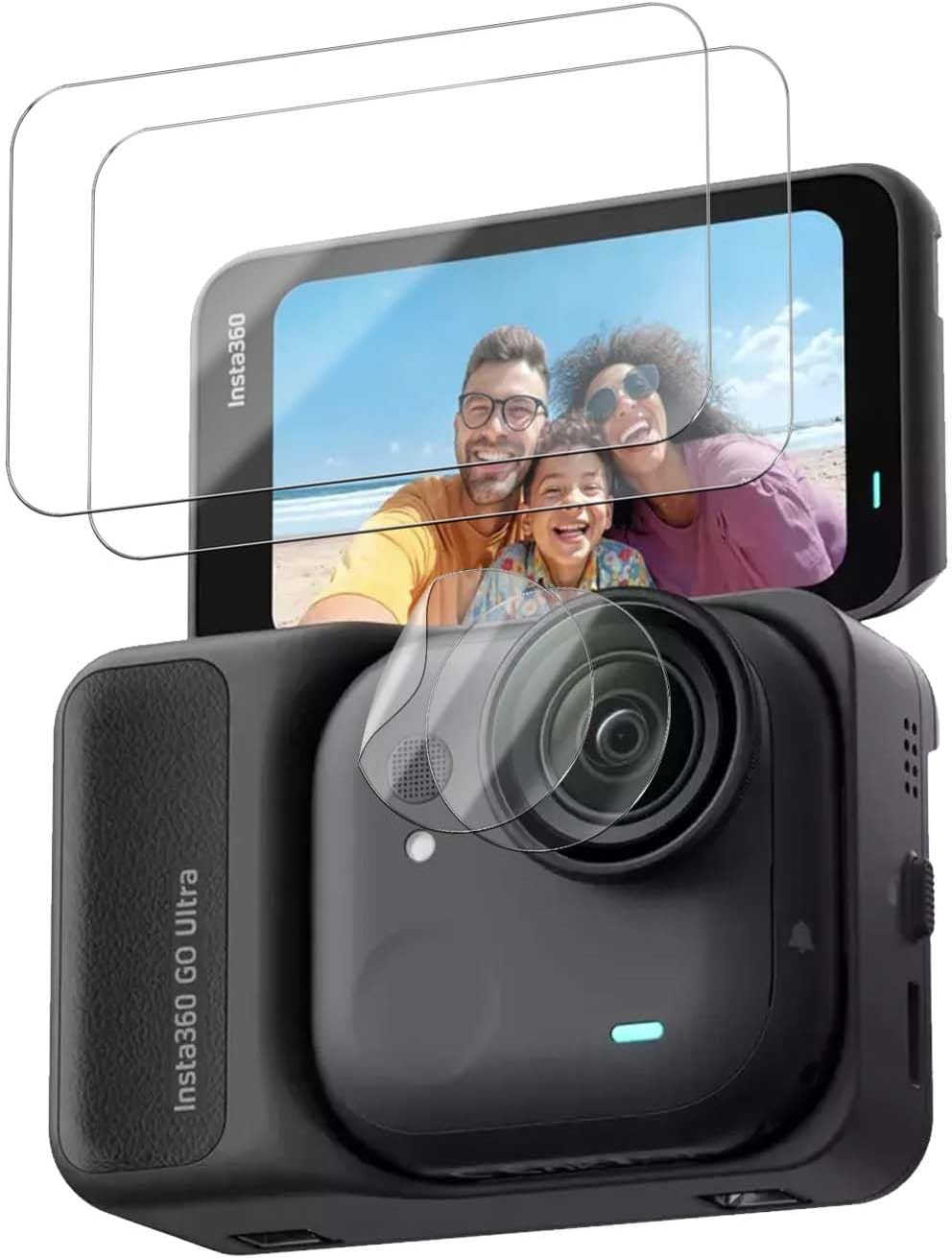 YAJOJO [2+2 Pack] Screen Protector for Insta360 Go Ultra, Screen Protector & Lens Protector for Insta360 Go Ultra Action Camera, 9H Hardness Ultra Clear Tempered Glass,Anti-Scratch Anti-Fingerprint image number 4