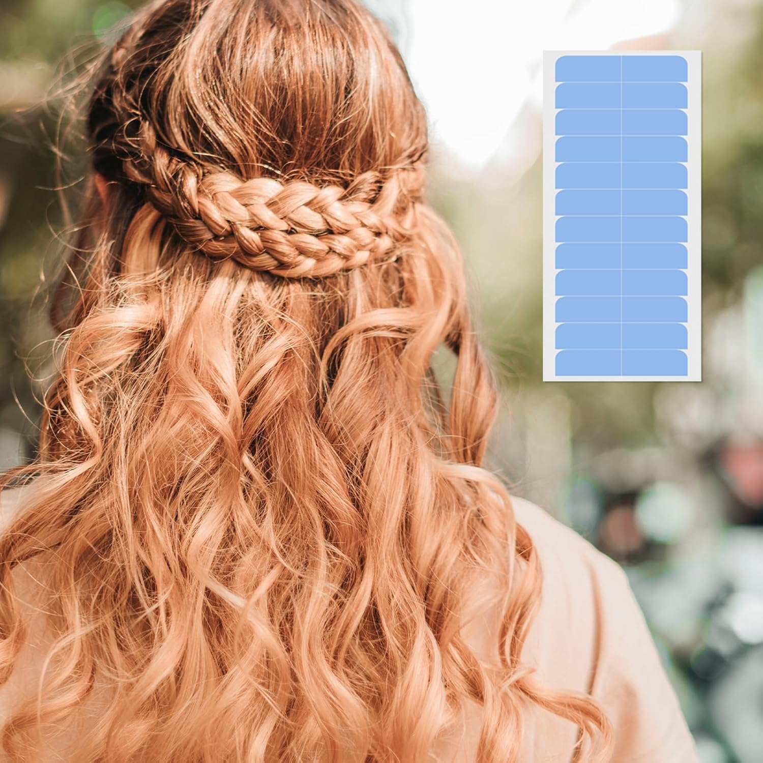 180 Pcs Hair Extension Tape Taps, Double Sided Adhesive Hair Extension Tape Replacement, Professional Strong No-Residue Bonding Tapes (Blue) image number 6