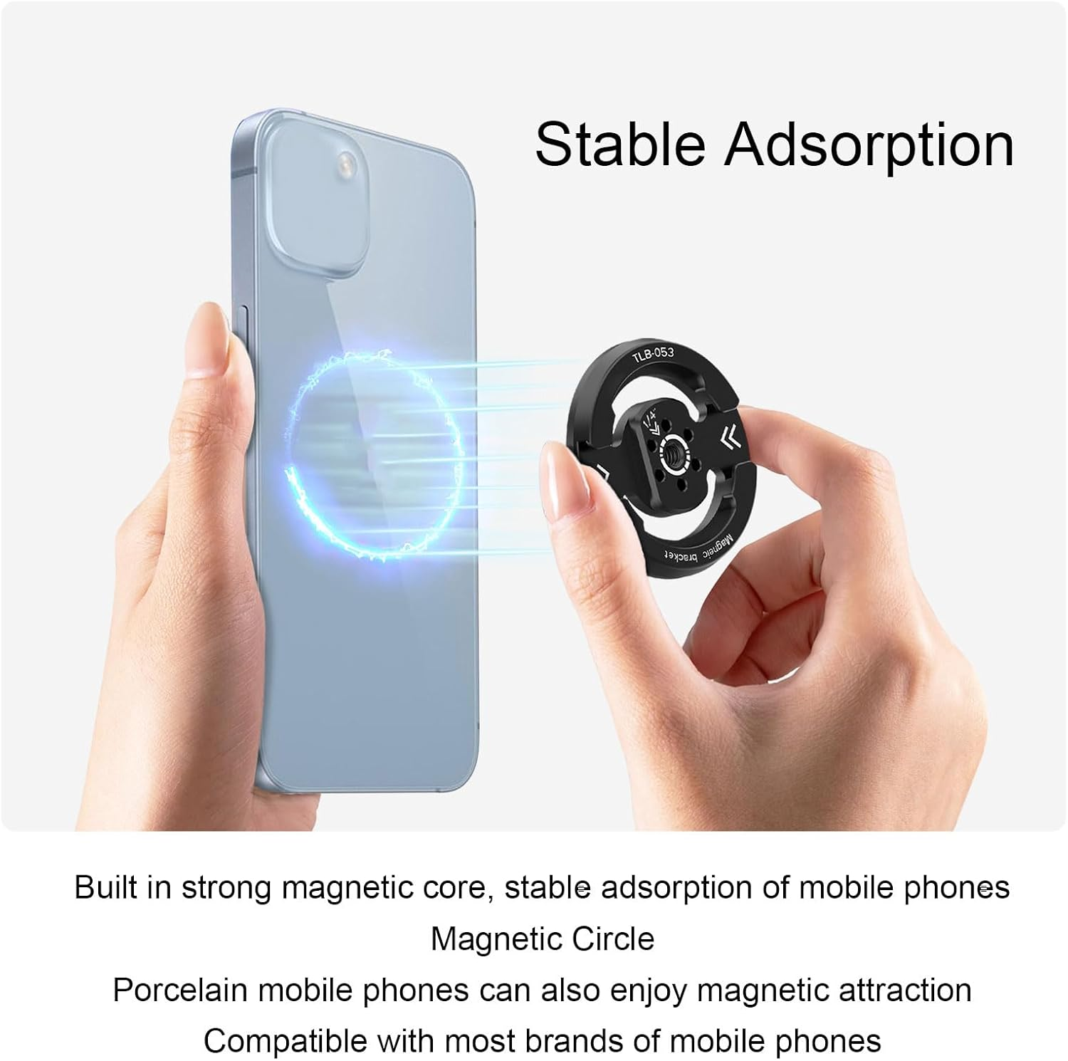 Magnetic Phone Tripod Mount Adapter with Metal Circle, Magnetic Phone Holder with 1/4In Screw Hole, for Tripod, Selfie Stick, Ballheads, for Video Recording image number 1