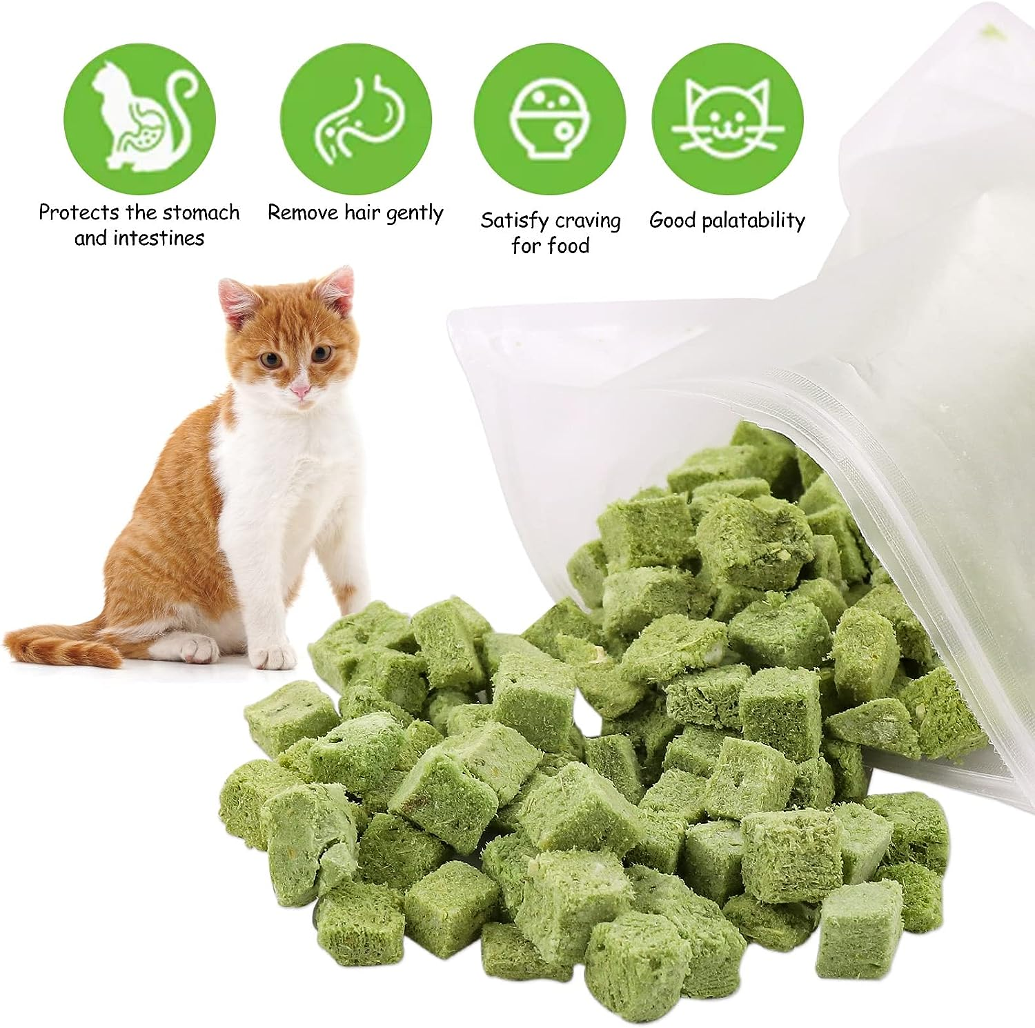 Cat Grass Treats for Cat, 120G Freezed Drying Snacks for Cats, Edible Cat Chew Toys, Kitten Treats for Cleaning Teeth Remove Hair Ball (120G) image number 6