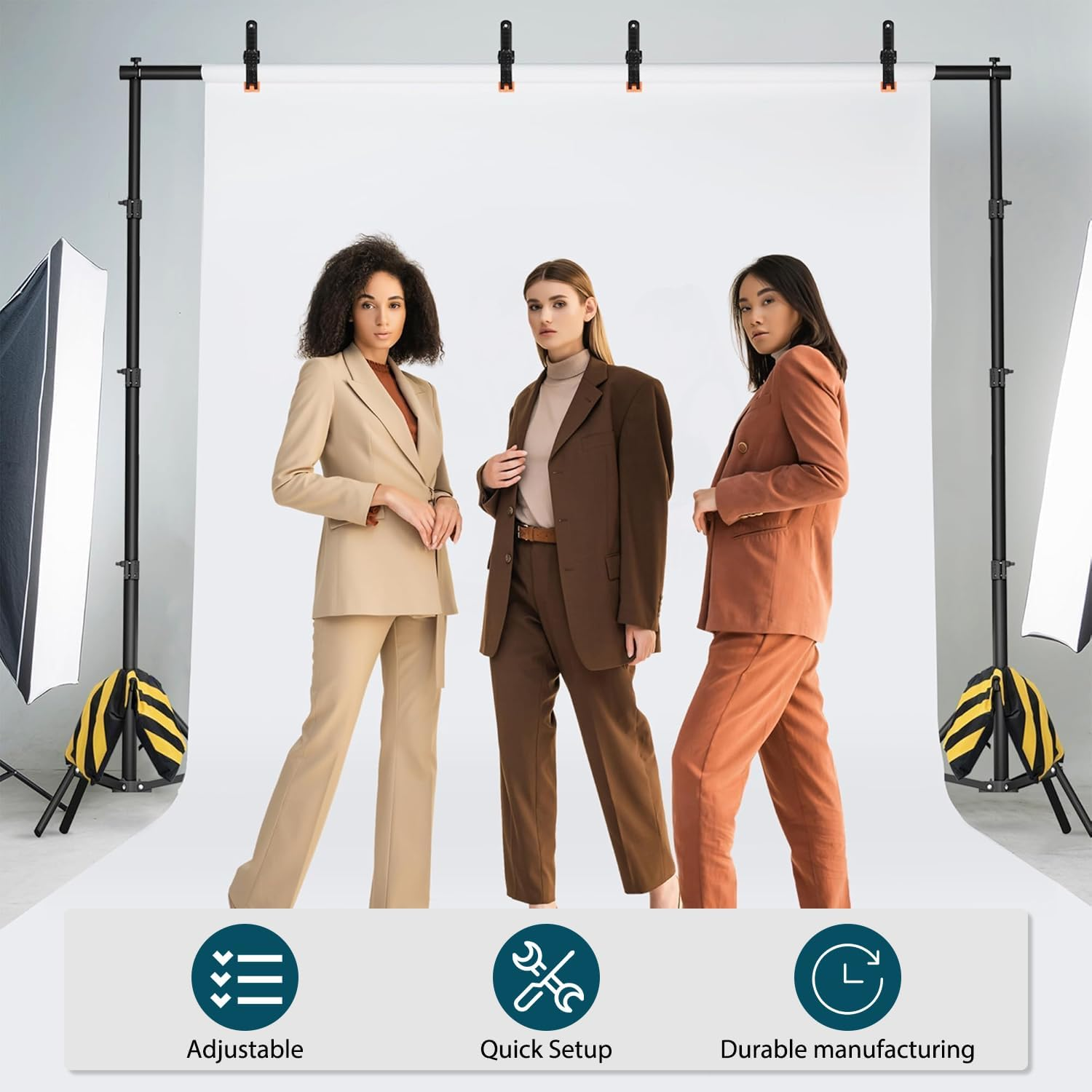 Backdrop Stand, Adjustable Photo Backdrop Stand Kit, 2 X 2M, Photography Backdrop Stand, Portable and Easy to Install, Suitable for Wedding Parties Background Portrait Photography image number 1