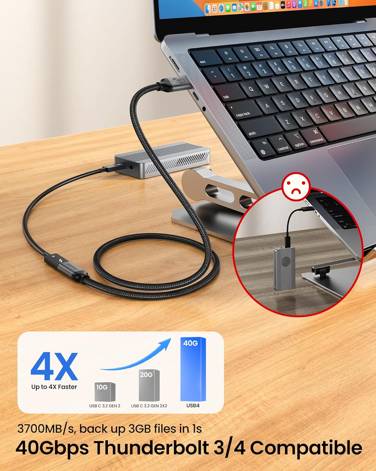 Silkland USB C Extension Cable 40Gbps, [240W Charging/8K/4K@240Hz] USB C Extender 3.3Ft, Braided USB4 Extension Male to Female for Thunderbolt 4/USBC Hub/Iphone16/Macbook/Ipad/Pixel/Dell XPS image number 5