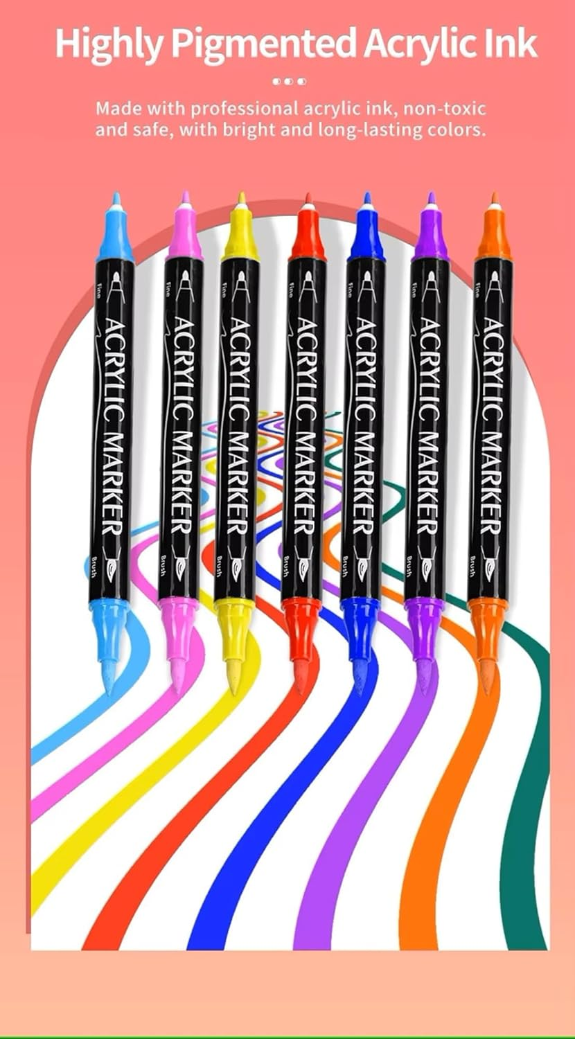 Sophistik Acrylic Marker Set of 36 Dual Tip with Flexible-Brush Tip & Extra-Fine Tip image number 2