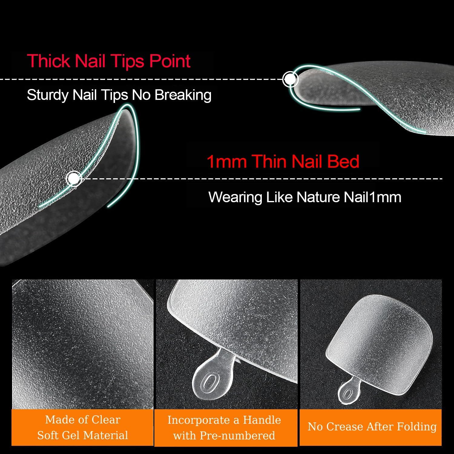 MUSILAN 1500 Pieces False Nails Feet, 15 Sizes Matte Acrylic False Nails Foot, Full Cover Feet Nails, American Nail Tips for Women Girls Salon Manicure Nail Art image number 1