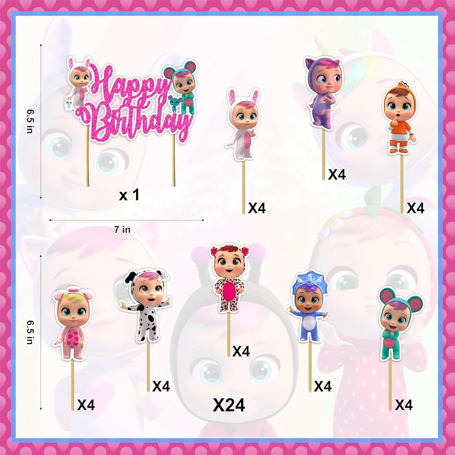 Cric Babes Theme Birthday Party Supplies &ndash; Glam Cricket Birthday D&eacute;cor for Girls &ndash; Pink & Black Sports Party Set with Banner, Cake Topper, & More image number 2