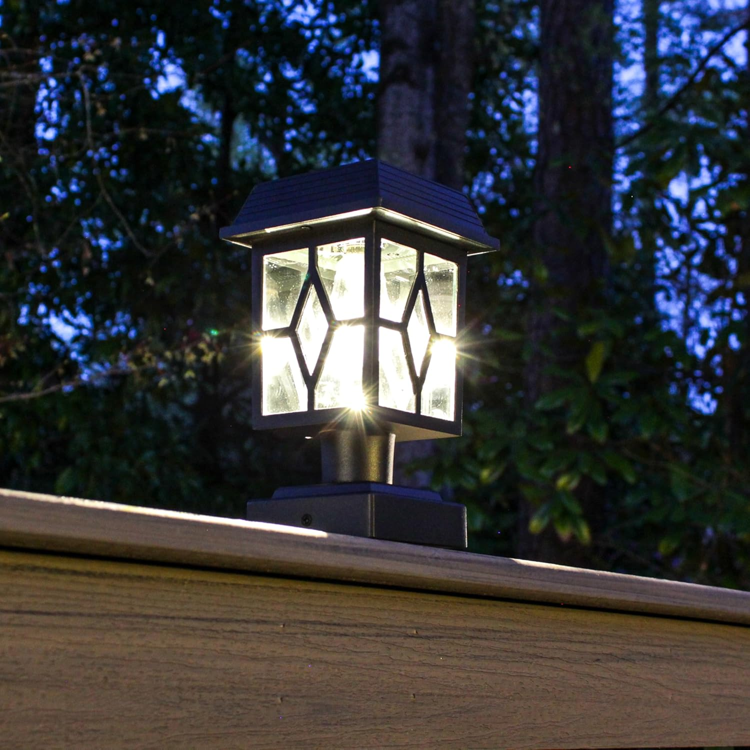 Gama Sonic Luna II Outdoor Solar Light for Columns, Walls, and Fence Posts, 2-Pack, Pier Mount Lamp or 4X4 Mount, Black Cast Heavy-Duty Aluminum image number 3