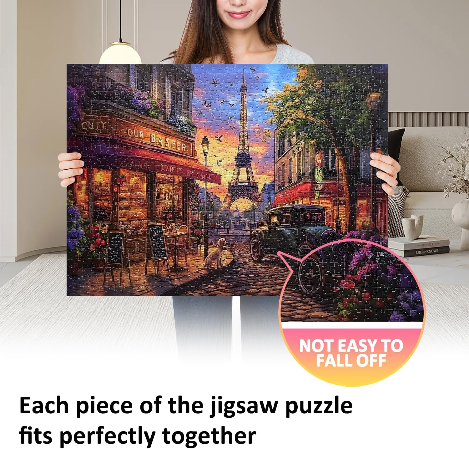 Jigsaw Puzzles for Adults 1000 Pieces Impossible Hard Difficult Challenging Puzzles for Adults 1000Pc Puzzle Eiffel Tower Charming Paris Street Jigsaw Puzzle 1000 Pieces 28 X 20 Inch