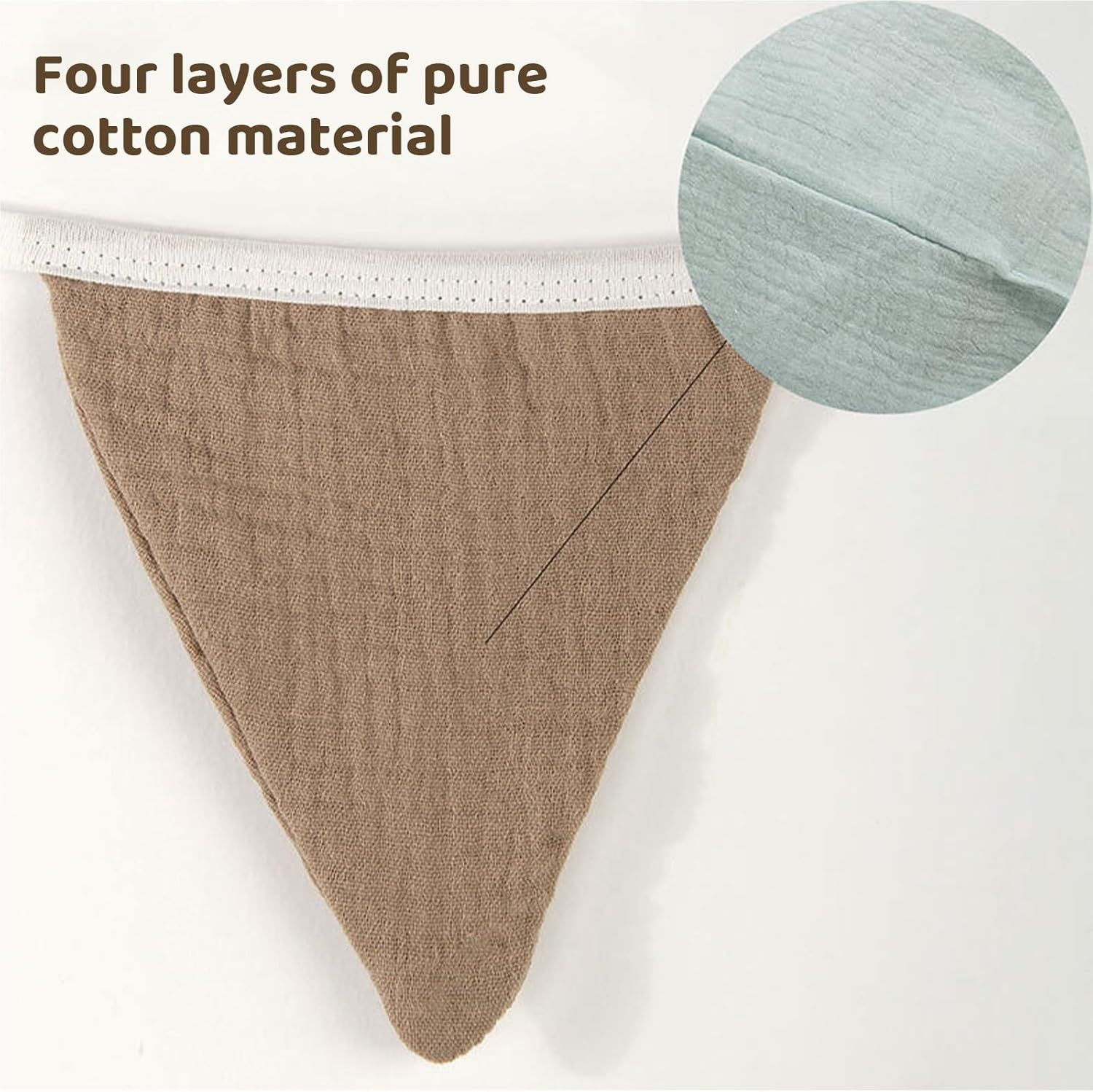 Tzylomirx Pennant Banner, Boho Style Fabric Triangle Banners for Versatile Party Decorations like Wedding, Baby Shower, and Nursery Room Decor, Brown image number 3