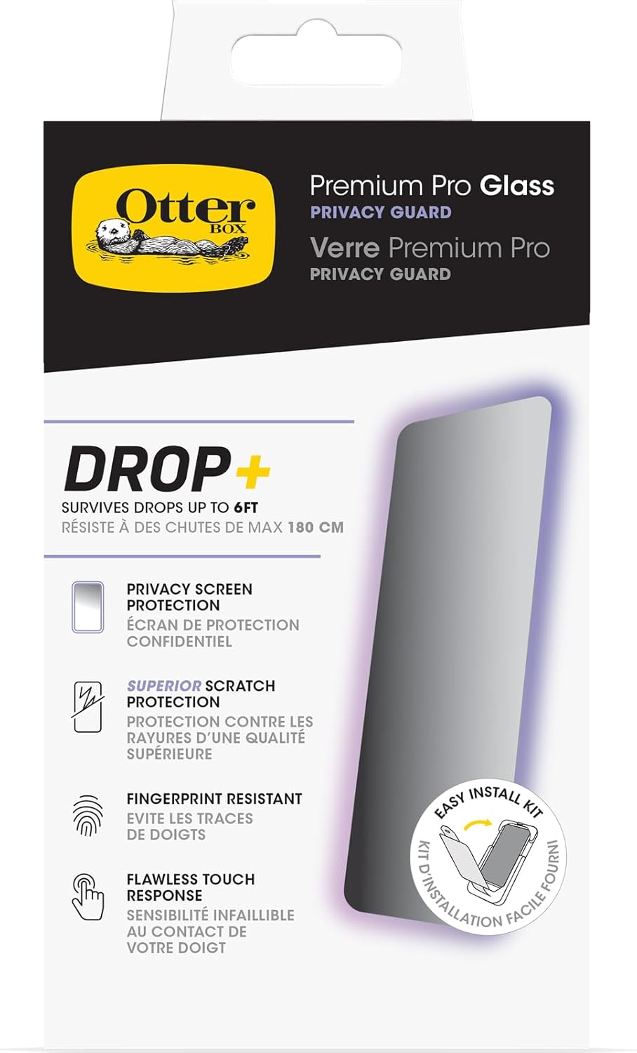 Otterbox Premium Pro Glass Antimicribial Anti-Blue Light Apple Iphone 15 Pro Max (6.7") Screen Protector Clear Propack-(77-93991),Drop+ 6Ft Protection