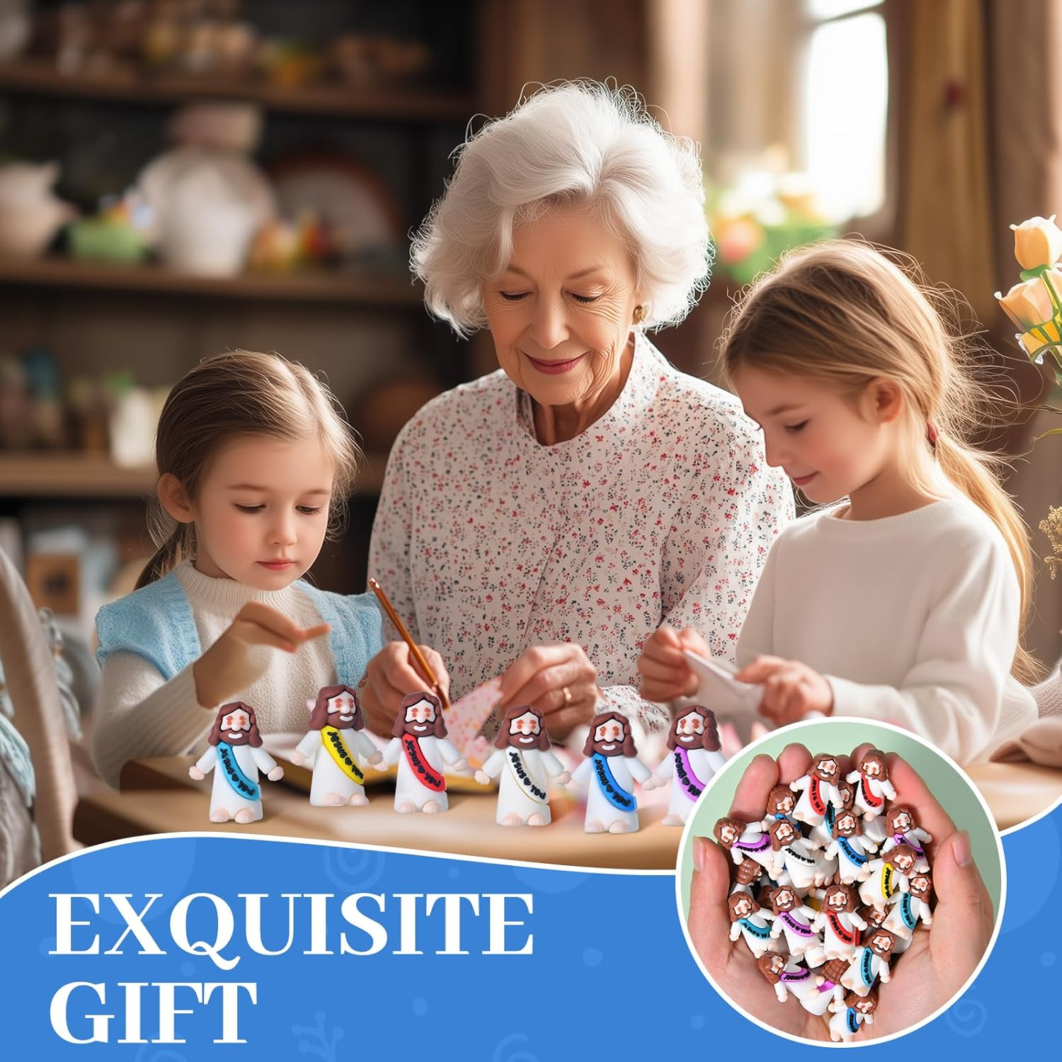 60 Pack Little Jesus Figures, Easter Jesus Loves You Toys to Hide and Seek Sunday School Baptism Gifts Religious Party Favors Easter Egg Stuffers