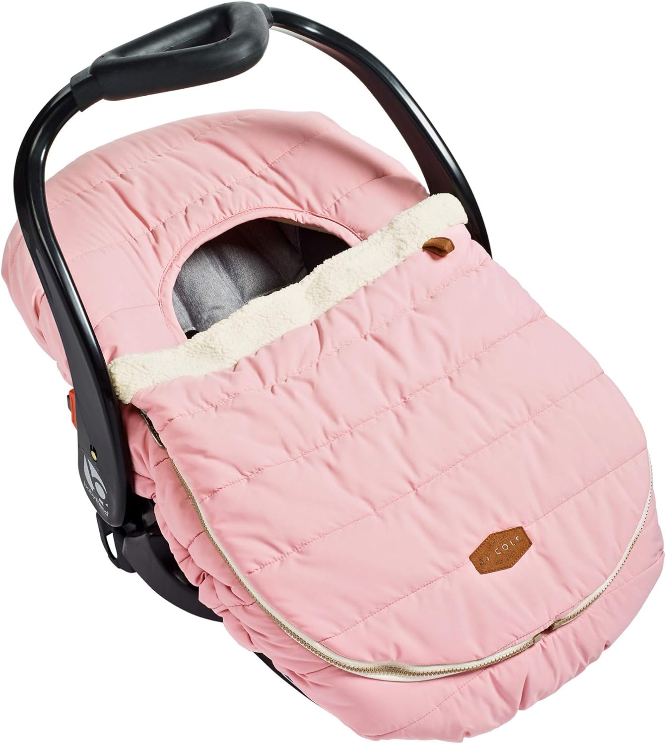 JJ Cole Winter Baby Car Seat Cover - Winter Car Seat Cover for Baby Seat or Stroller - Infant Car Seat Covers with Warm Sherpa Lining - Blush Pink