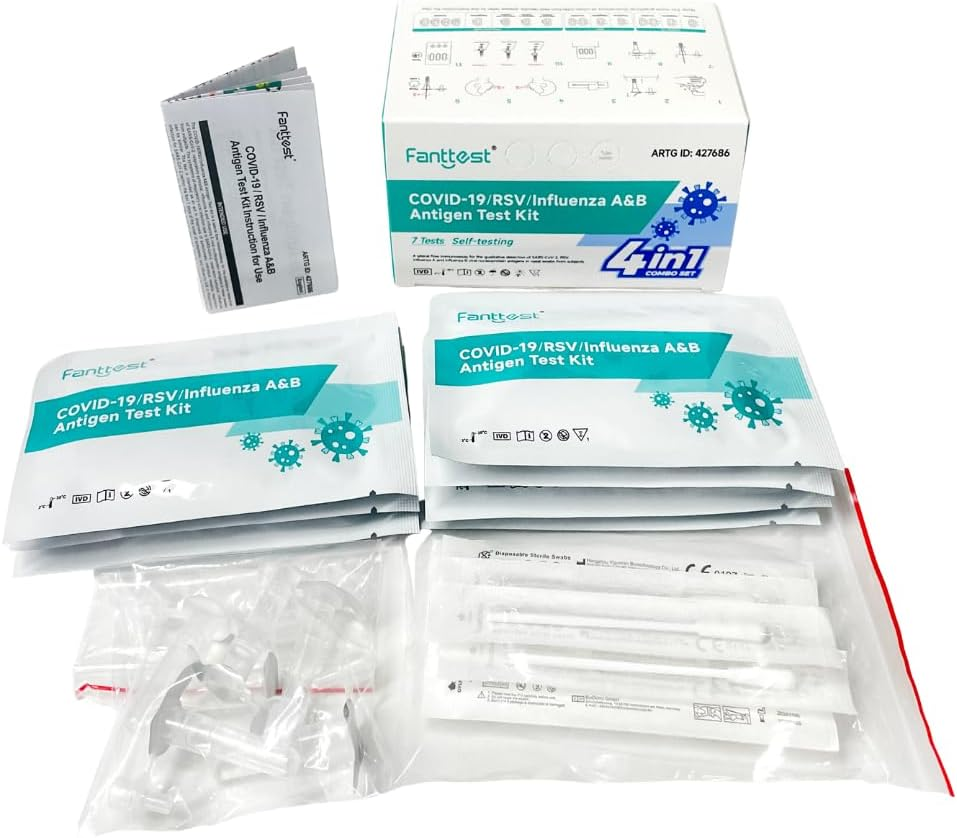 Fanttest 4 in 1 COVID-19 /Rsv/Influenza A&B Antigen Test Kit for Self-Testing (7 Pack) image number 3