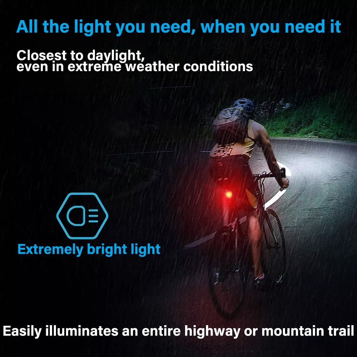 Bike Light, Bike Accessories, Set for Bike Light+ Bike Back Light + Phone Holder + High Decibel Speaker + Charging Cable ， Ipx6 4000Mah ，Black image number 4