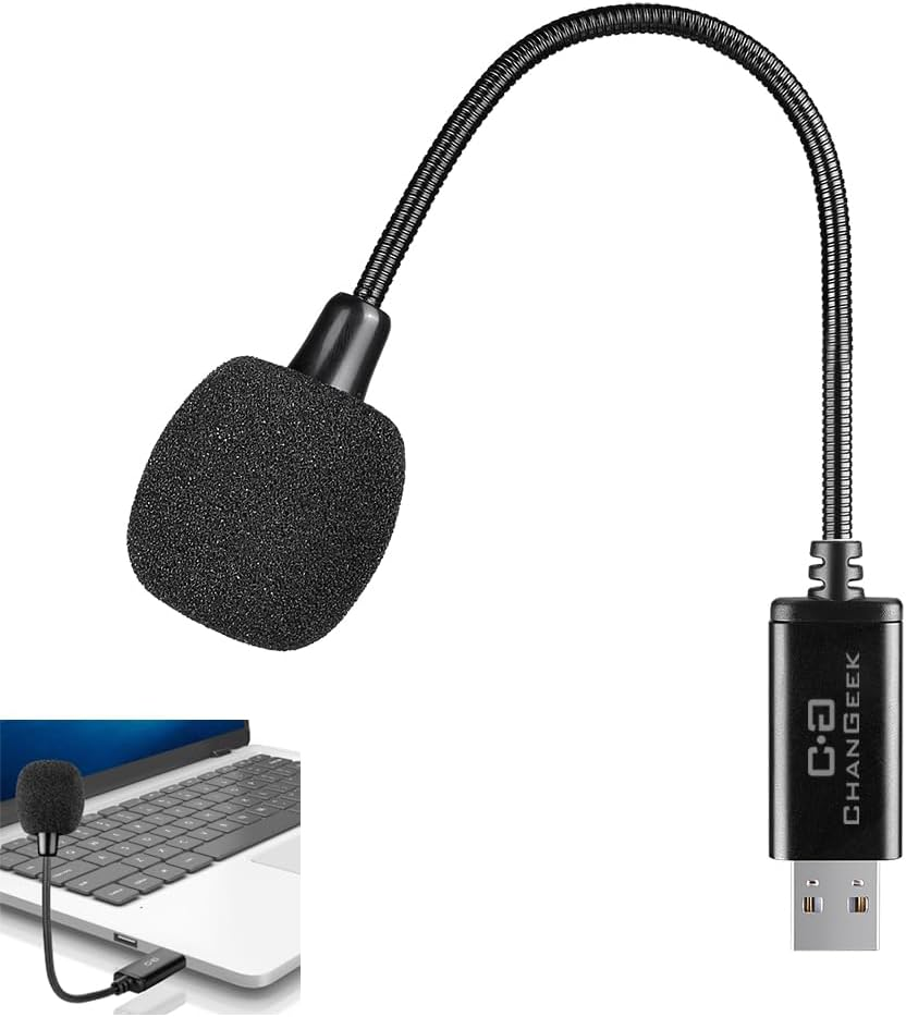Mini USB Microphone for Laptop and Desktop Computer, with Gooseneck & Universal USB Sound Card, Compatible with PC and Mac, Plug & Play, Ideal Condenser Mic for Remote Work, Online Class, CGS-M1 image number 3