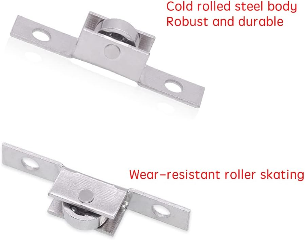 16 Pcs Push-Pull Sliding Window Single Roller Metal Wheels, Sliding Door Axles Window Pulley, Sliding Window Tandem Roller Assembly with 3/8 Inch Flat Steel Wheel image number 3