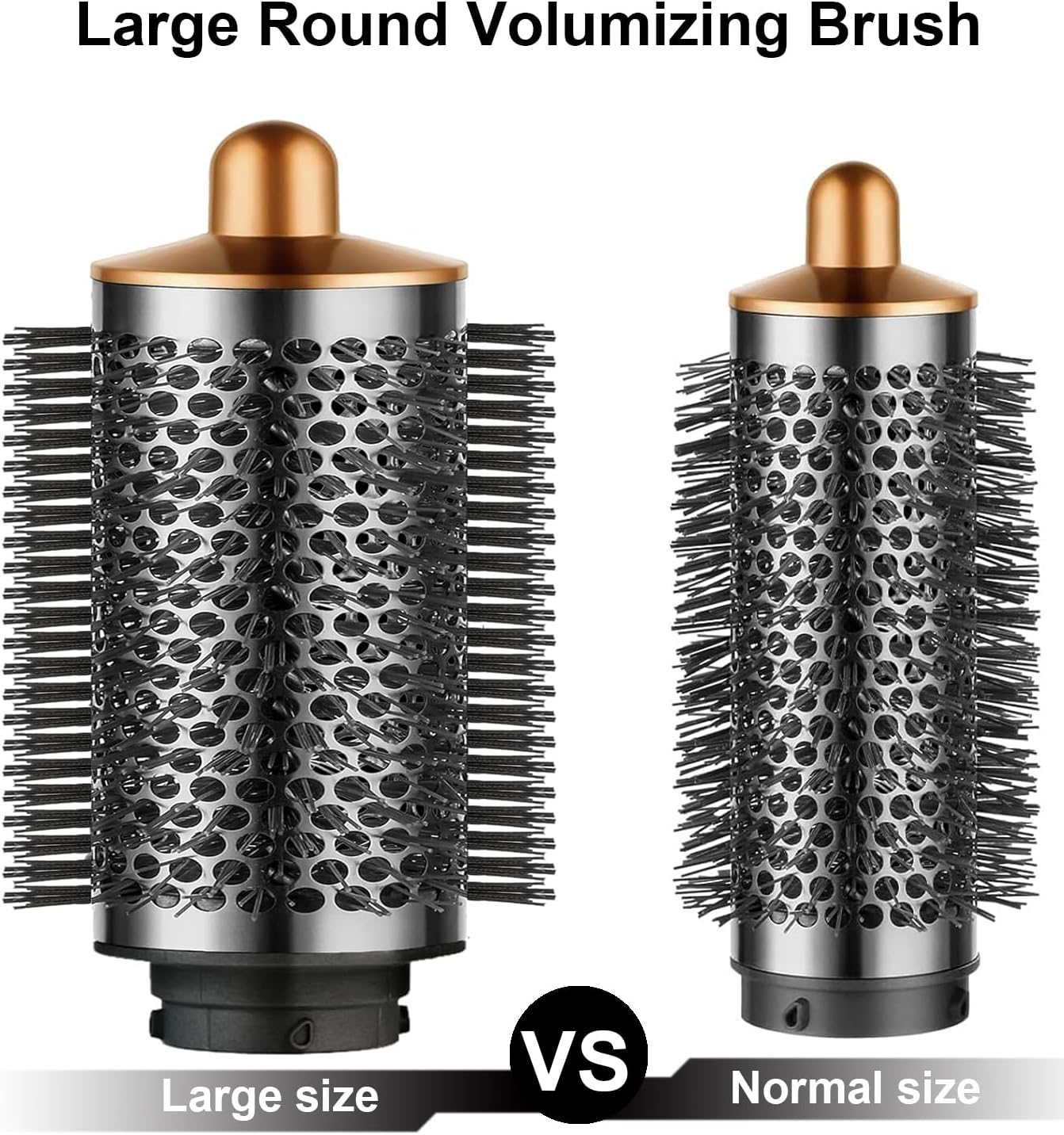 Volumizing Hair Brush, Large Round, Gold/Gray, All Hair Types, Unisex, Adults, Hair Stylists, Hair Care Enthusiasts image number 1