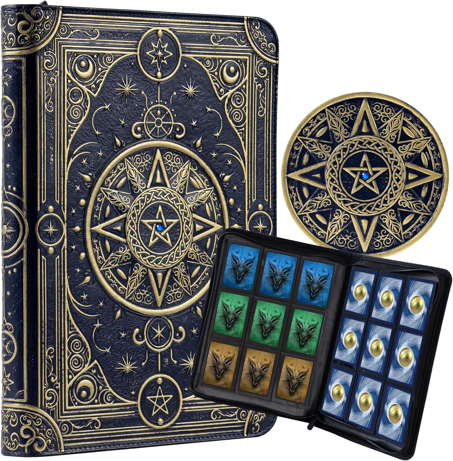 Star Mage Trading Card Binder - 9 Pocket Ringless TCG Binder - Premium Faux-Leather - 432 Side-Loading Pockets - Perfect Storage Holder for MTG, and Many TCG & Trading Card Collections (Blue Jewel) image number 2
