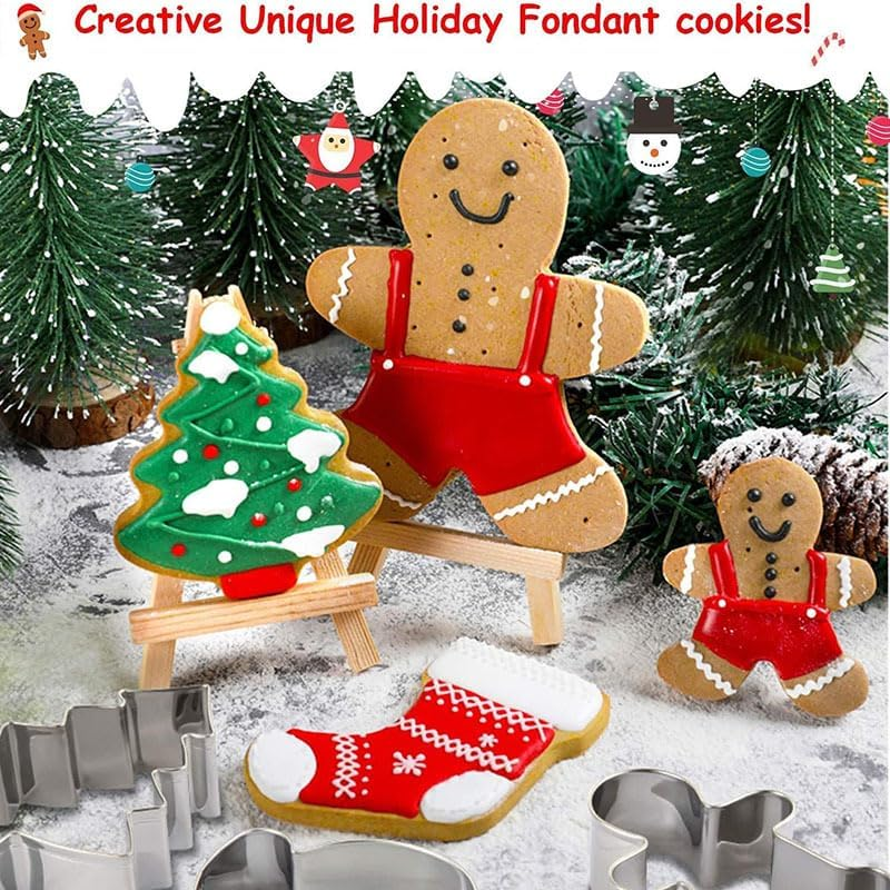 6 PCS Cookie Cutter, Christmas Cookie Cutters Set, Stainless Steel Cartoon Biscuits Mold,Cookie Cutters Set, Gingerbread Man, Christmas Tree, Star, Snowflake, Angel image number 5