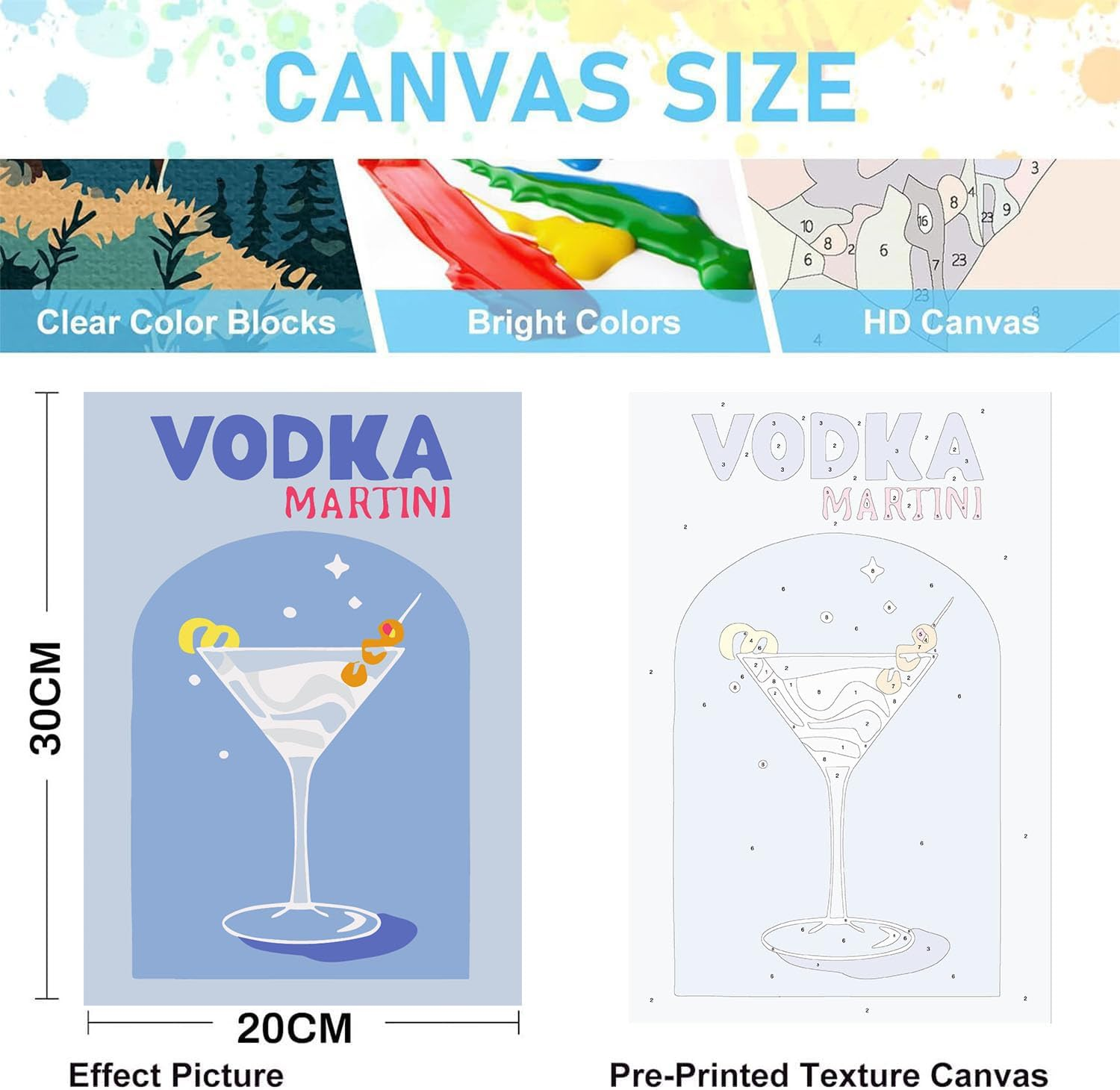 Ajepon 4 Pack Retro Cocktail Paint by Numbers Kit for Adults, DIY Vintage Easy Paint by Number with Framed Canvas, 8X12Inch image number 2