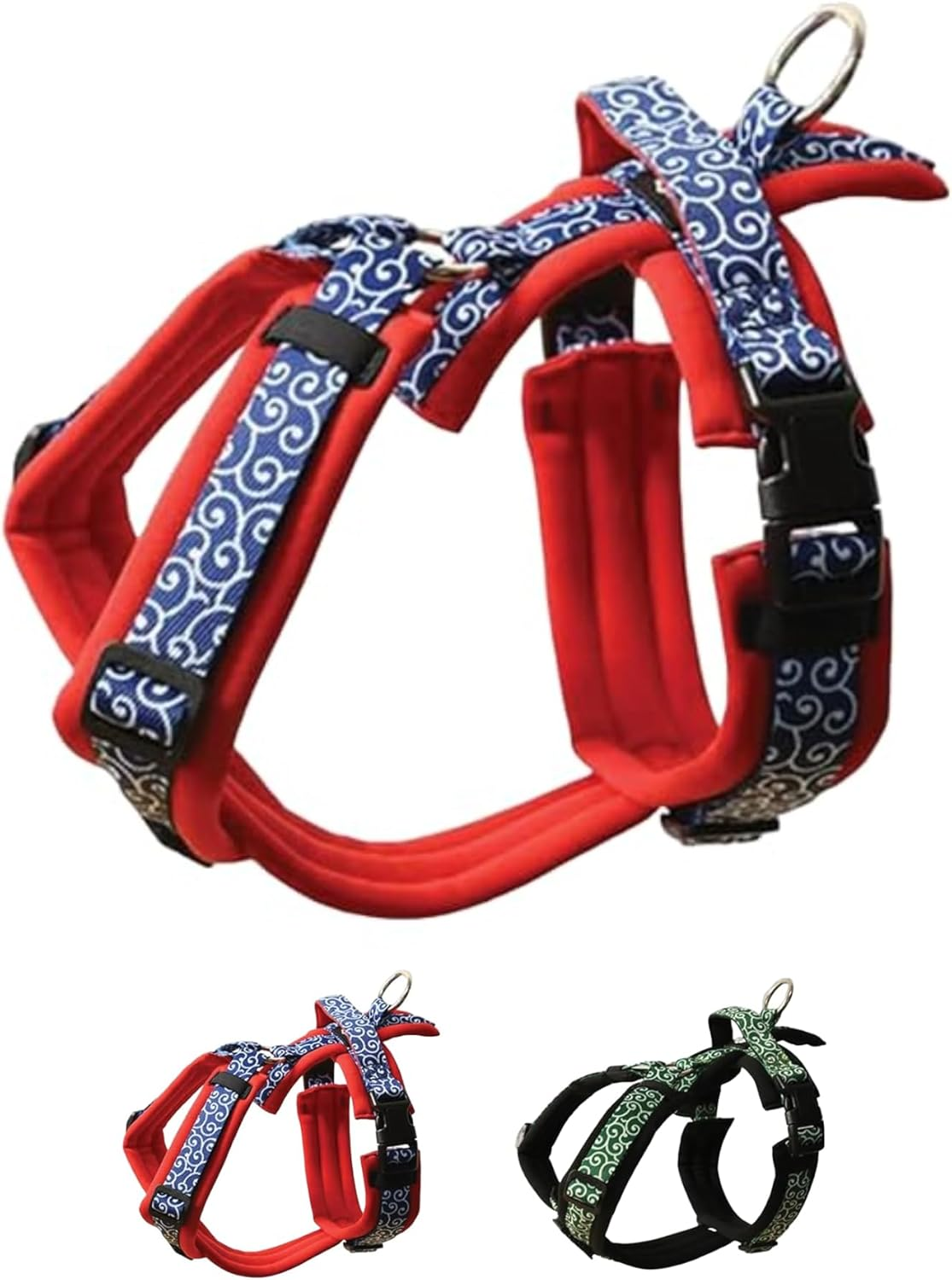 Hakusan Zero Harness, Burden Reduction, Dog Harness, Size Adjustable, Easy to Put on and Take Off, Reflective Material, Lightweight, Breathable, Handle, Nameplate, S Size, Arabesque, Black X Green