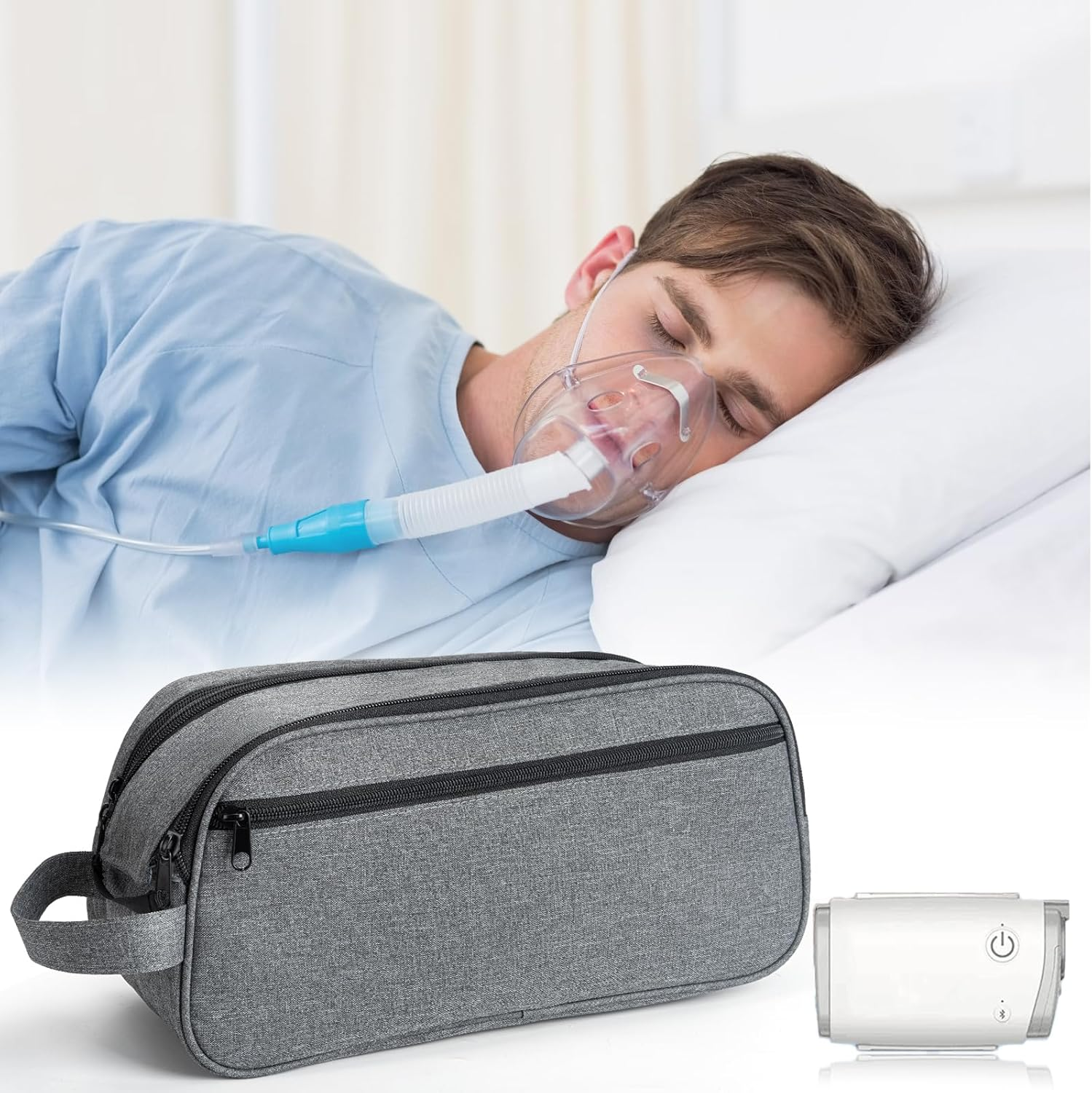 CPAP Travel Bag for Resmed Airmini Machine, Portable Storage Organizer Case Fits for CPAP Machine and Accessorie, Grey