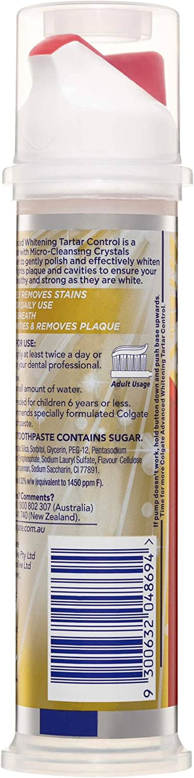 COLGATE Advanced Tartar Control Teeth Whitening Toothpaste Pump with Microcleansing Crystals, 130 G image number 4