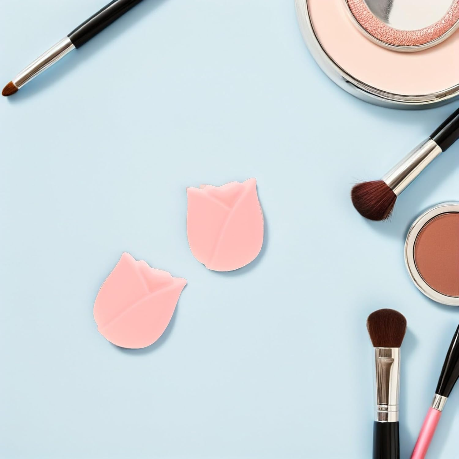 LRXIYODE Silicone Makeup Brush Holder Set of 6 Dustproof Waterproof Covers Portable Travel Makeup Brush Organizer for Women and Rose Pink image number 1