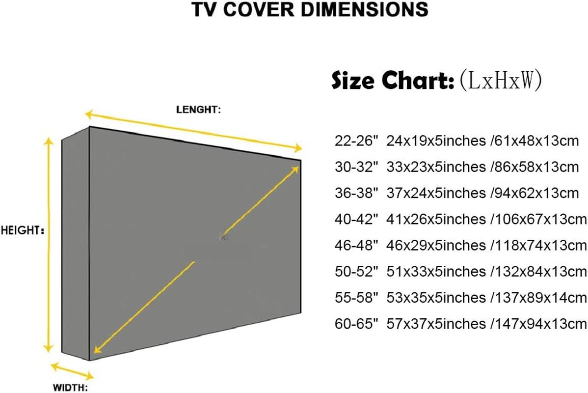 Outdoor TV Cover 22" - 26" - Black Heavy Duty Flat Screen Cover Resistant Water Protector Dust-Proof Material for Outdoor Garden Pool TV Television Screens image number 2