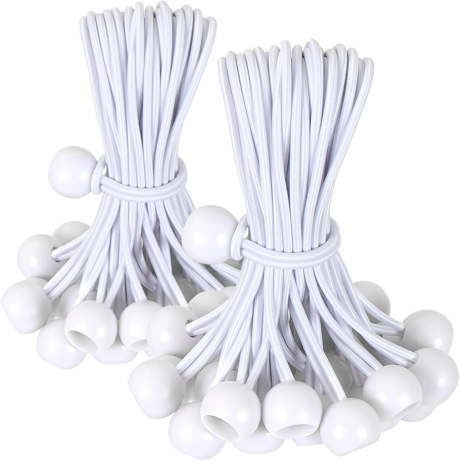 Tarp Cords with Ball 12 Inch, White Tent Bungee Cords Heavy Duty Tie down for Outdoor Canopy, Tents, Cargo, Shelter, Gazebo with Uv-Resistant (60 PCS) image number 6