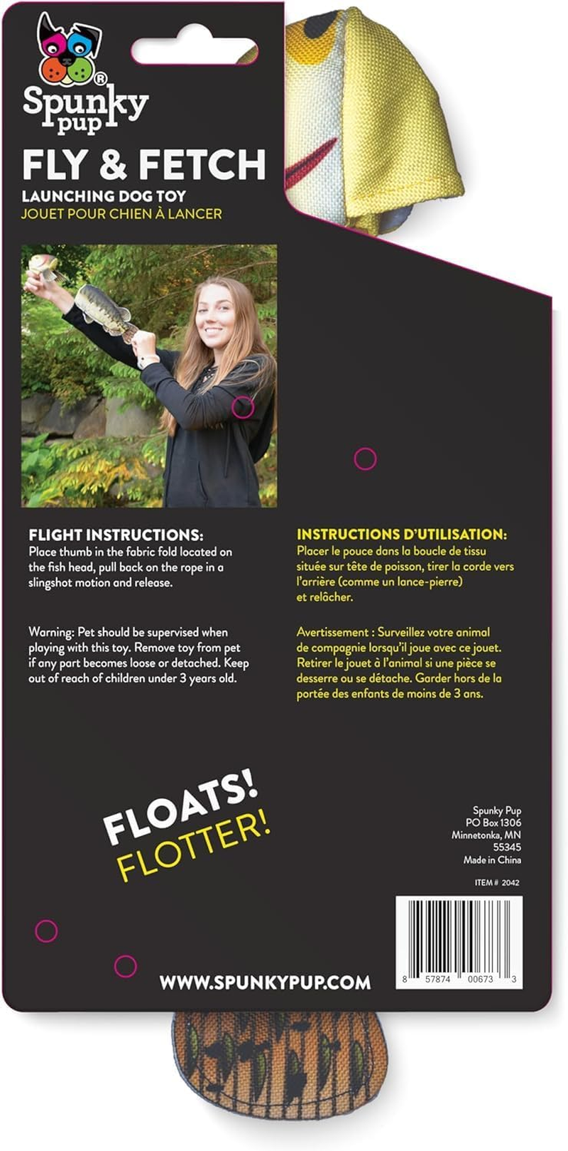 Spunky Pup Fly and Fetch Fish Squeak Dog Toy image number 6